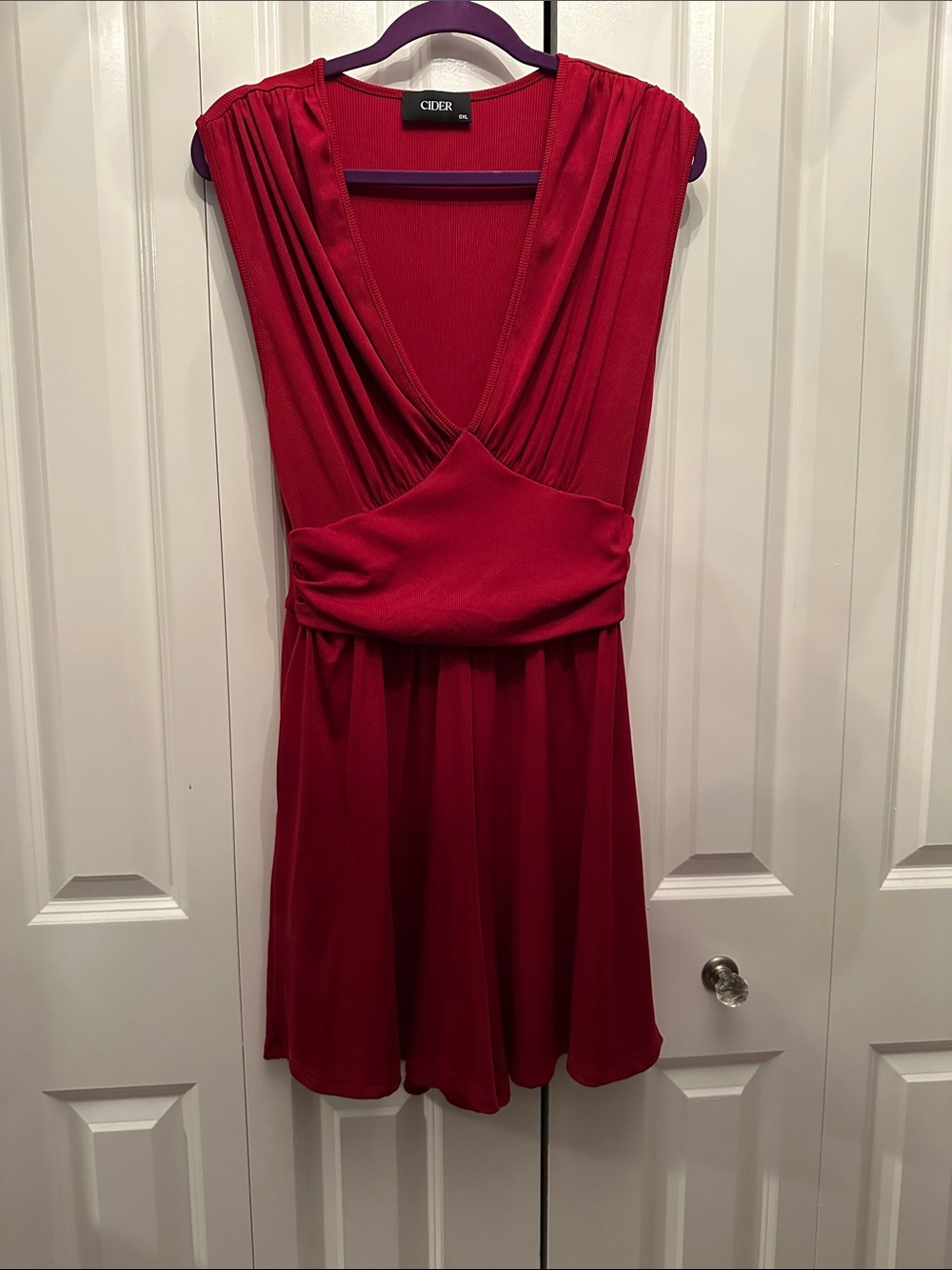 Cider Crimson Red V-Neck Sleeveless Wrap-Style Romper 0XL